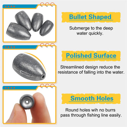 29PCS Bullet Fishing Weight Sinkers Kit