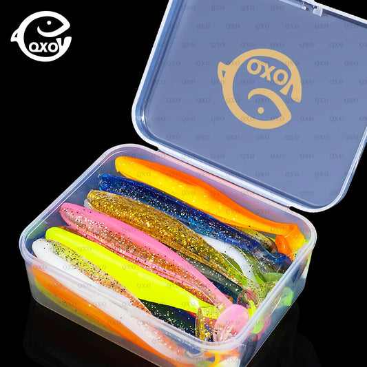 QXO Fishing Soft Lure Worm With Box Silicone