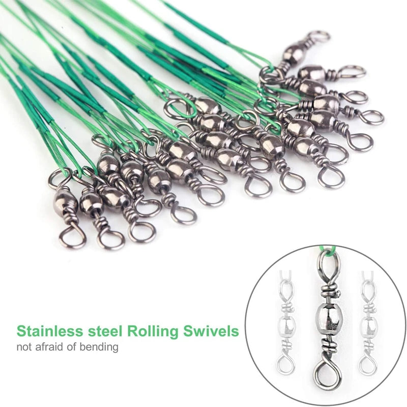 Fishing Line Steel Wire Leader with Swivel Snaps