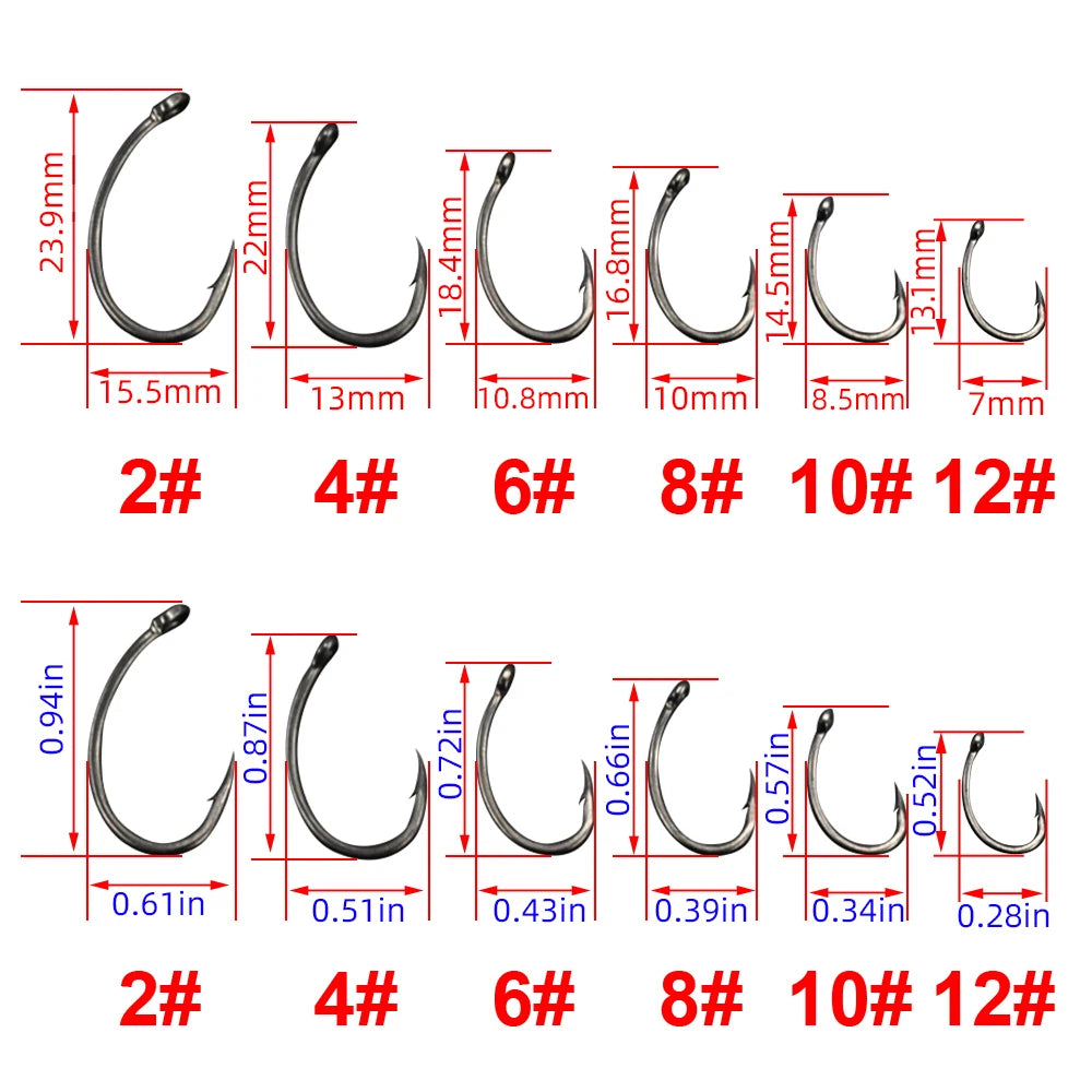 HIRISI Box 50pcs Stainless-Steel Fishing Hooks