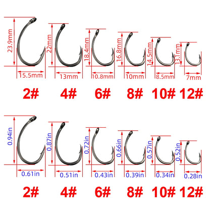 HIRISI Box 50pcs Stainless-Steel Fishing Hooks