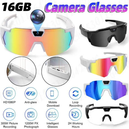 4K HD 1080P POV Sports Glasses with Camera 16GB Action Sunglasses Video Recording Glasses for Outdoor Activity Cycling Hiking